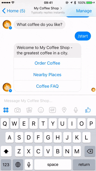 Order coffee user flow